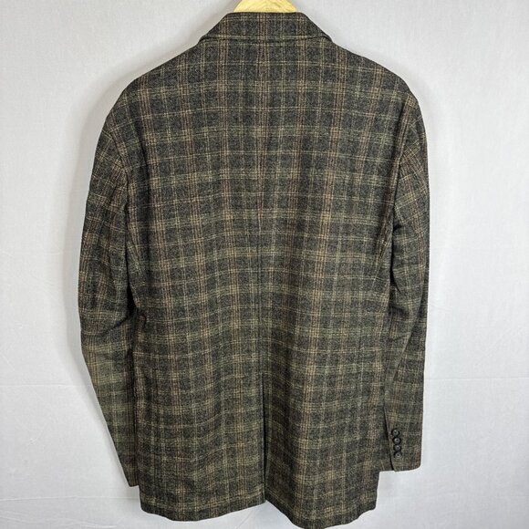 Bugatti Made In Germany Wool Plaid Casual Blazer Brown Tan Check Men 40 - Picture 4 of 11